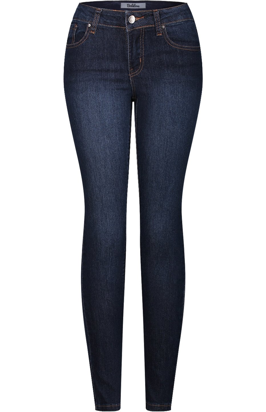 2LUV Women's Stretchy 5 Pocket Dark Denim Skinny Jeans - Slim Fit Comfortable Jeans for Everyday Wear, Work & Casual Outfits