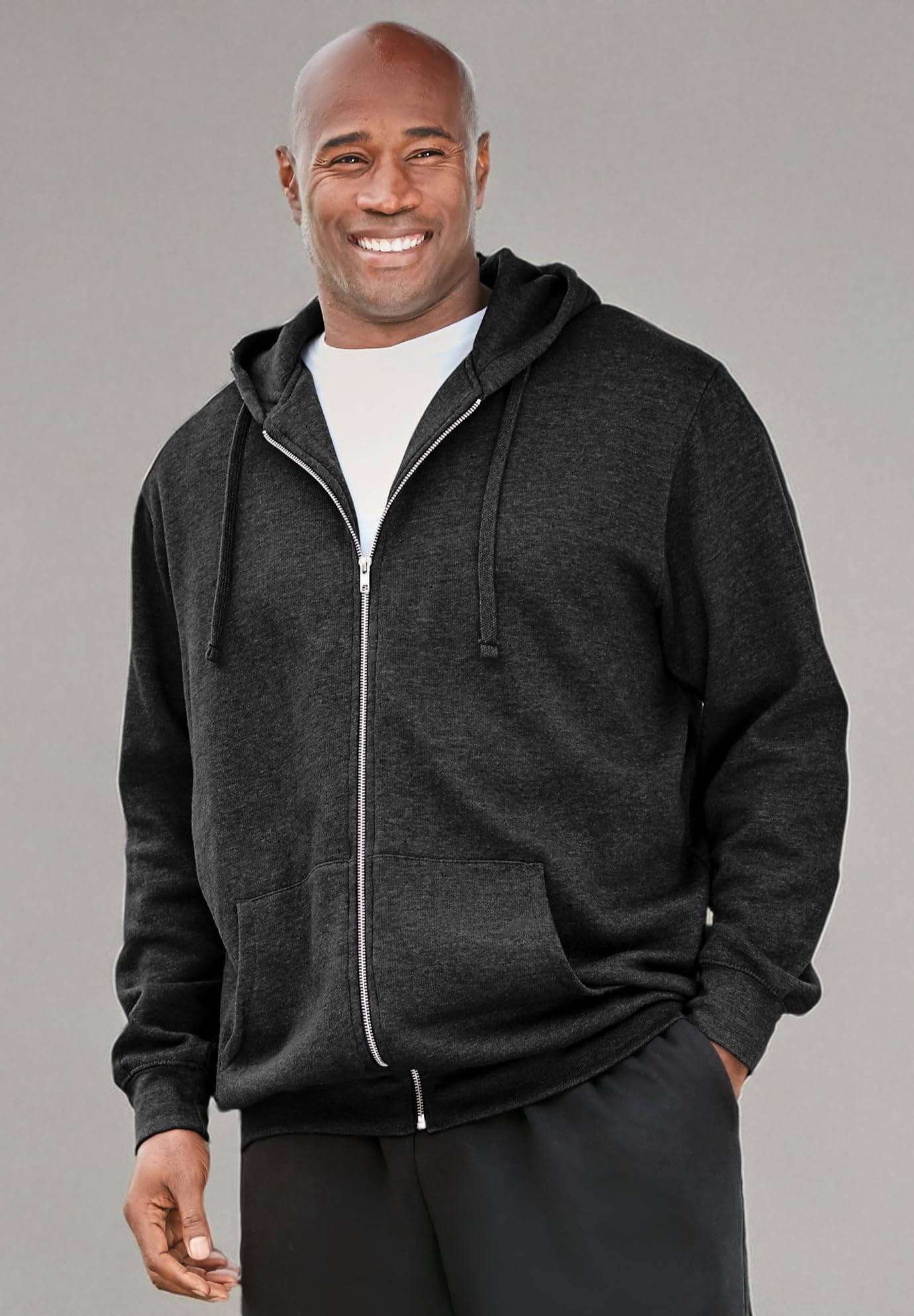 KingSize Men's Big & Tall Fleece Zip-Front Hoodie Jacket - Warm Winter Outerwear for Casual Wear & Outdoor Activities