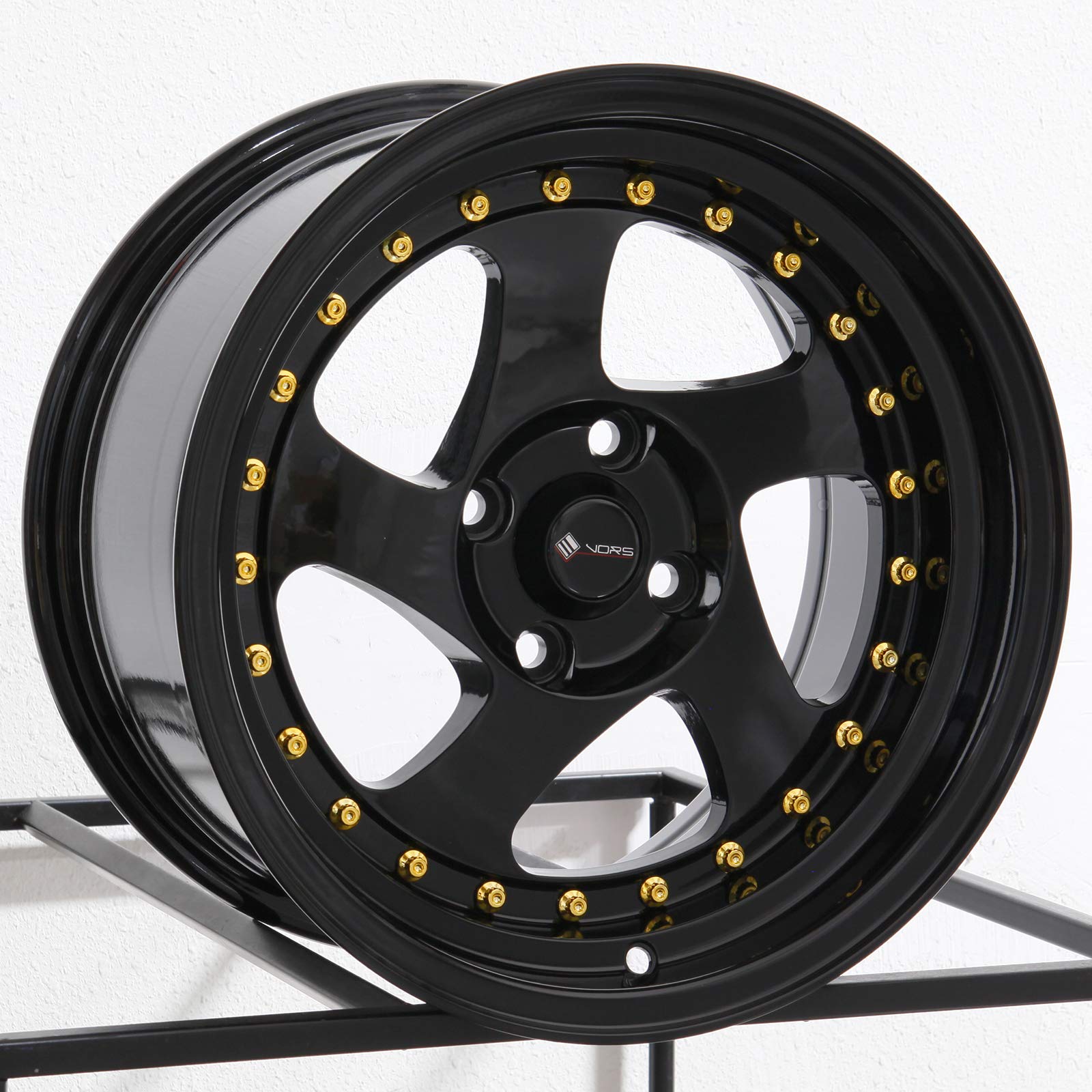 15x8 Vors VR2 4x100 20 Black Wheel Rim 73.1 Hub - High Performance Alloy Wheels for Sports Cars & Tuner Vehicles | Perfect for Racing, Street Performance & Custom Builds