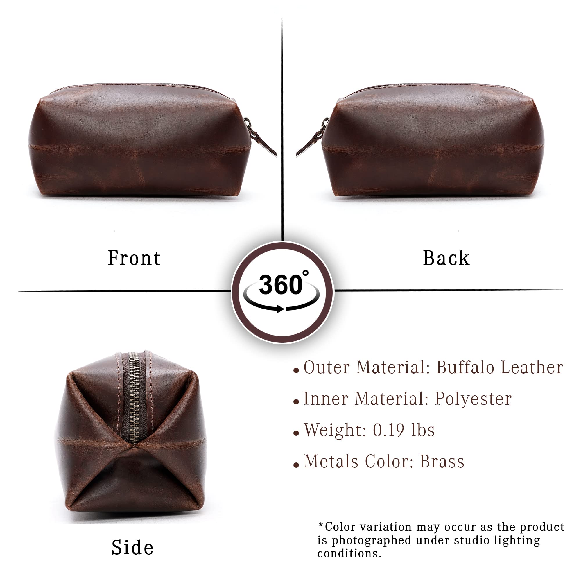 LUXEORIA Genuine Leather Toiletry Bag for Men & Women - Handmade Premium Leather Dopp Kit, Shaving Bag & Cosmetic Organizer - Perfect for Travel, Gym & Daily Essentials | Durable & Stylish Design