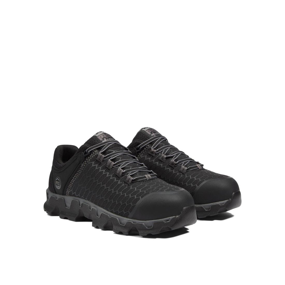 Powertrain Sport Alloy Toe Work Shoes for Men - Black/Grey Safety Sneakers - Lightweight & Comfortable for Construction, Warehouse & Industrial Work