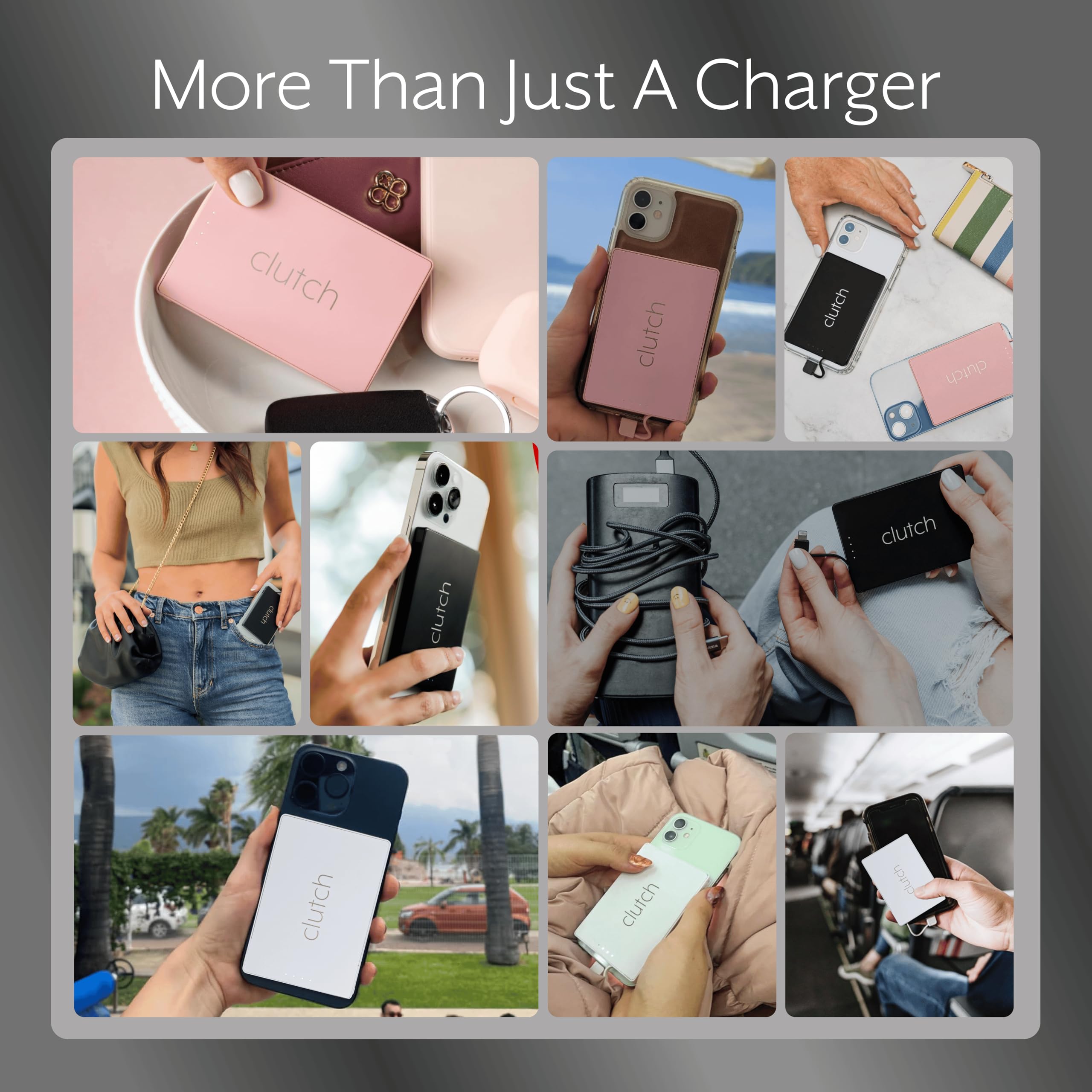 Clutch Pro USB-C Portable Charger 5000mAh - Magnetic Power Bank for iPhone 15/16 & Android - TSA Approved Travel Charger with Built-in Cable - Ultra Lightweight 3.7oz - Perfect for Travel, Commuting & Emergency Power Backup - Black
