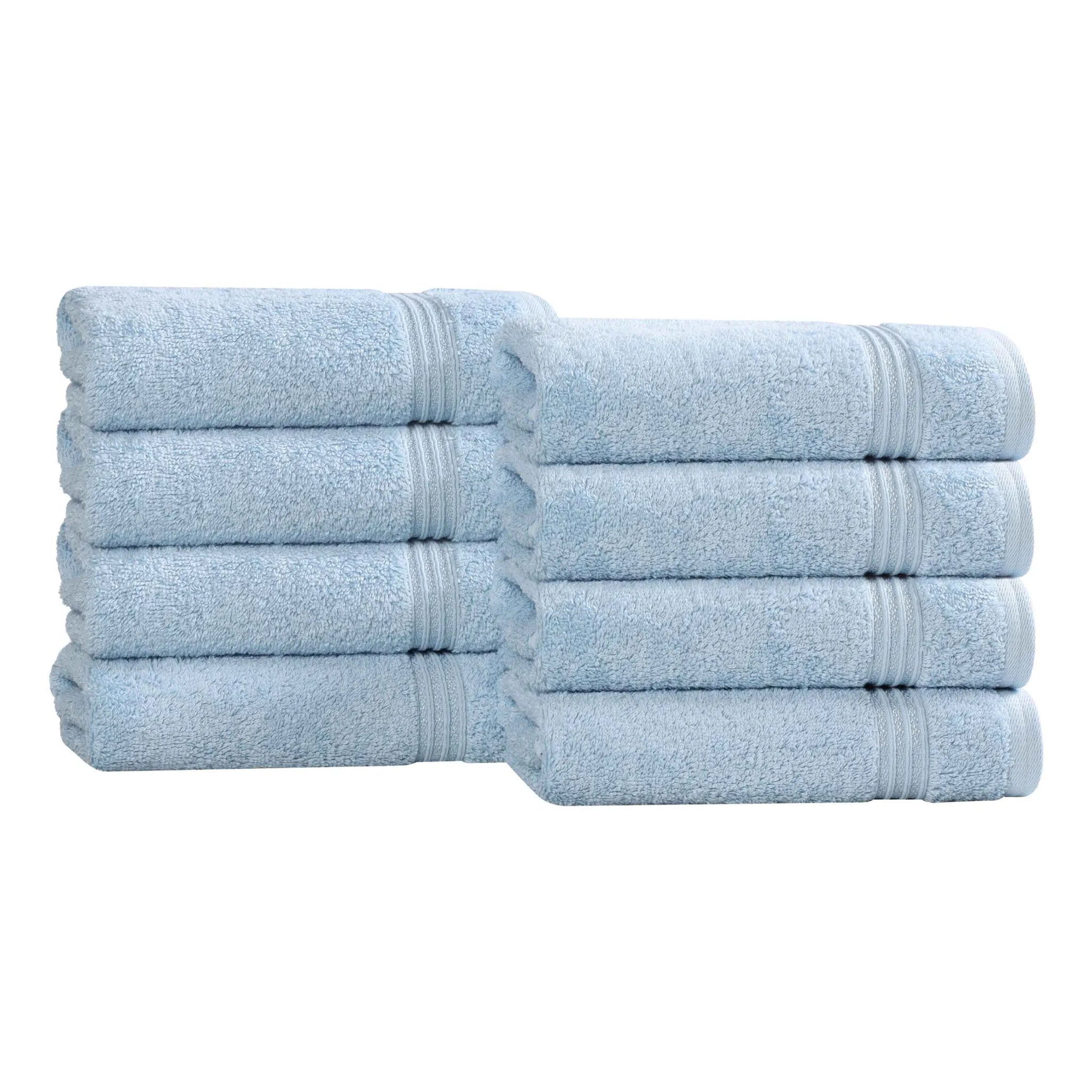 Premium 100% Egyptian Cotton Plush Hand Towels - Ultra Soft & Absorbent Bath Towel Set of 8 for Bathroom, Kitchen & Spa Luxury (24x16 Inches)