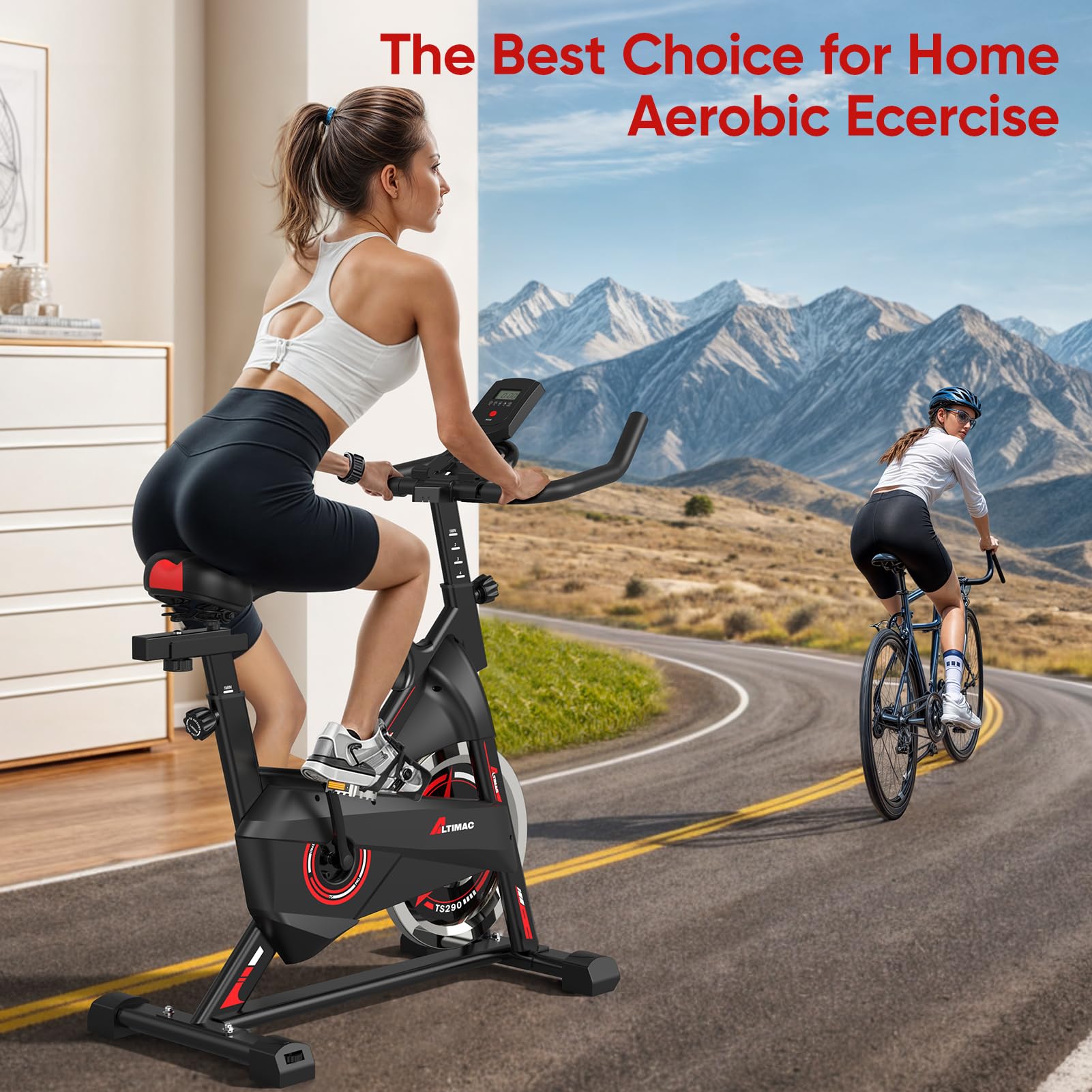 Silent Belt Drive Exercise Bike for Home & Indoor Cycling - 300lbs Weight Capacity with Comfortable Seat Cushion & Tablet Mount - Perfect for Home Gym, Cardio Workouts & Office Fitness