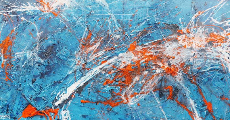 Abstract Blue and Orange Canvas Wall Art - Modern Home Decor for Living Room, Bedroom & Office - Inspire Creativity & Style