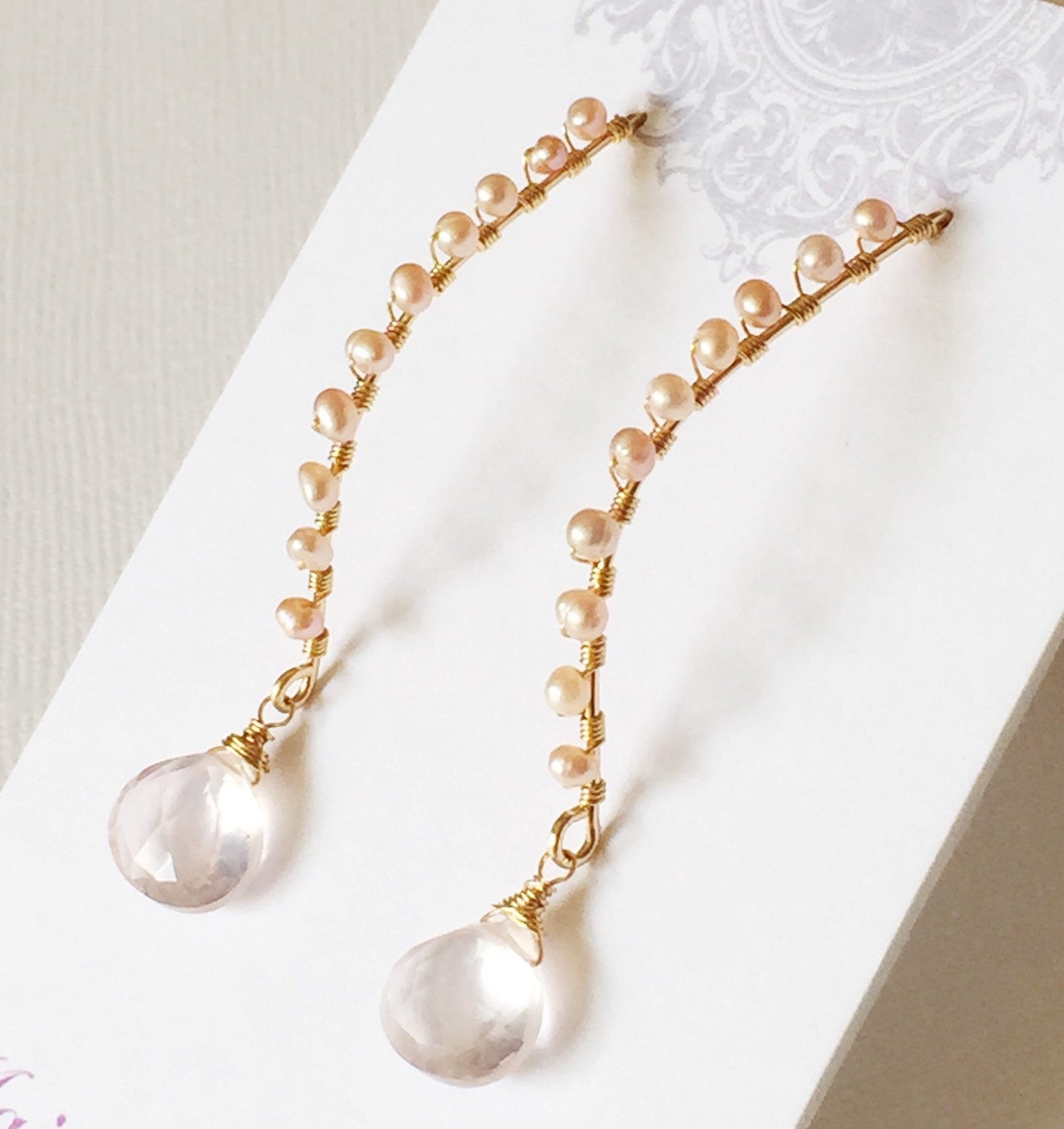Ailani Rose Quartz Earrings (E189) - Elegant Gemstone Jewelry for Women, Perfect for Weddings, Parties & Everyday Wear