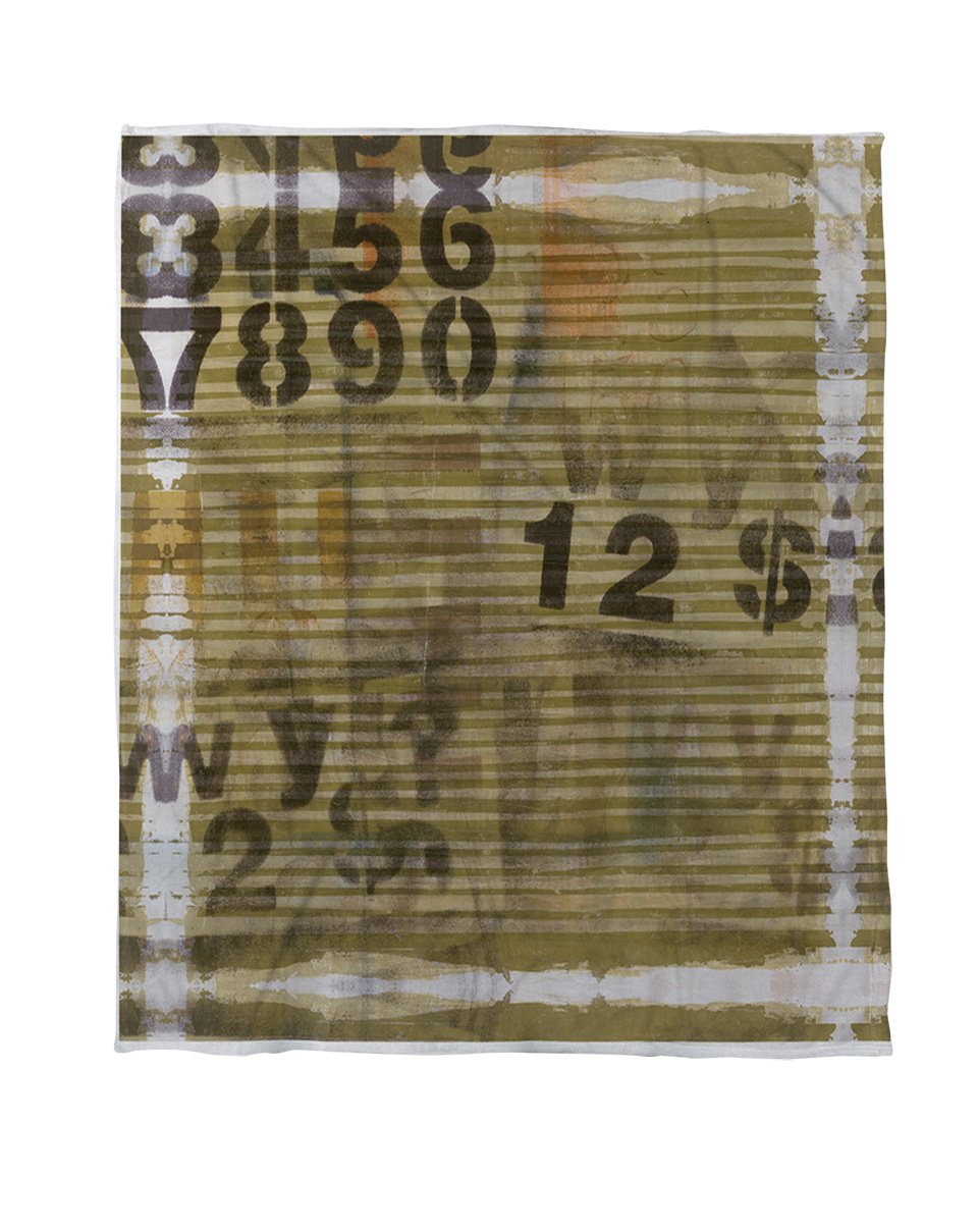 Manual Woodworkers & Weavers 50x60 Inch Coral Fleece Blanket - Embellished Neutral Numbers Design - Soft Cozy Throw for Bed, Couch & Winter Warmth