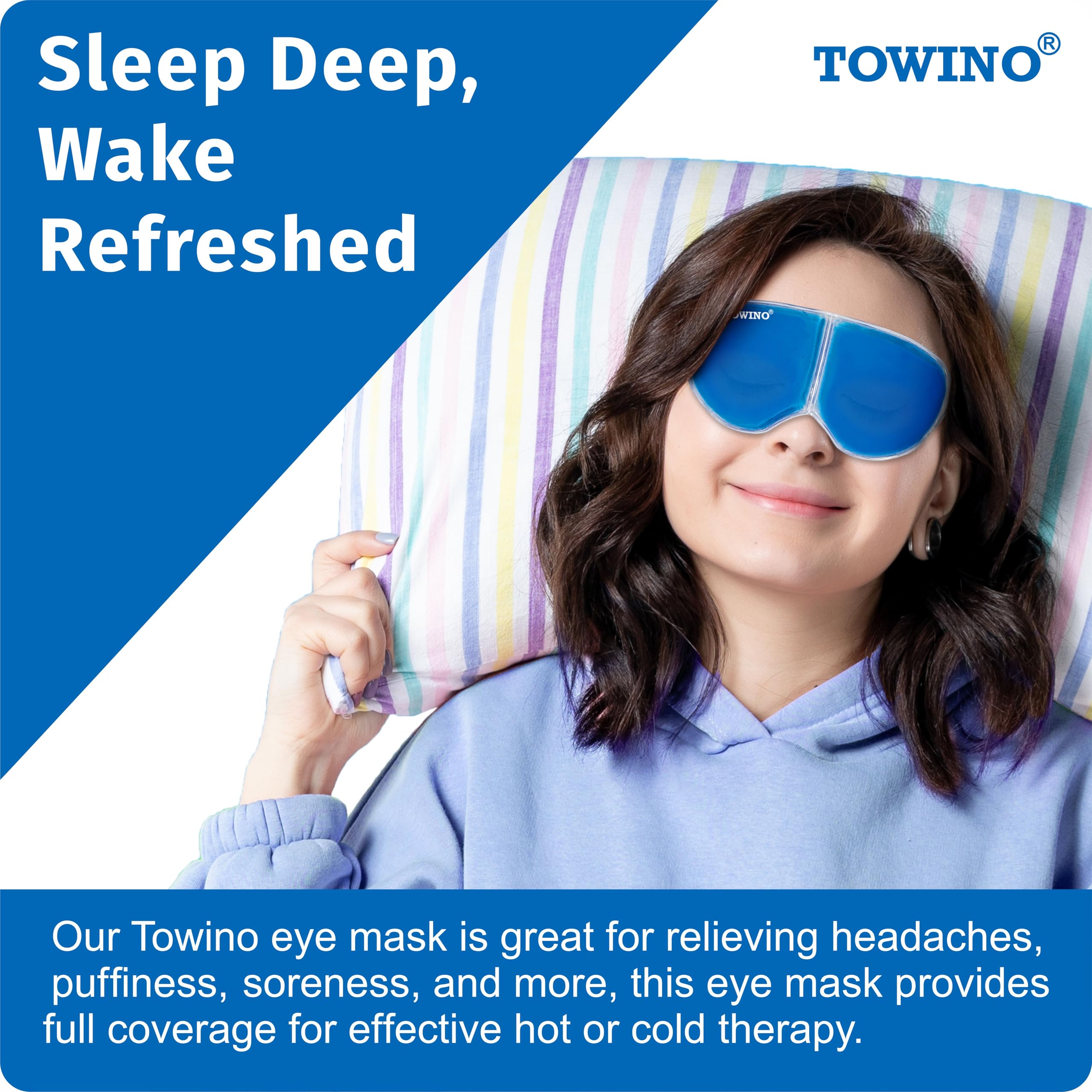 TOWINO CARE® Cooling Gel Eye Mask for Dark Circles, Puffy Eyes & Dry Eyes Relief - Reusable Eye Patches for Pain, Redness & Relaxation - Sleep Mask for Women & Men (Pack of 2) - Perfect for Travel, Work & Nighttime Use