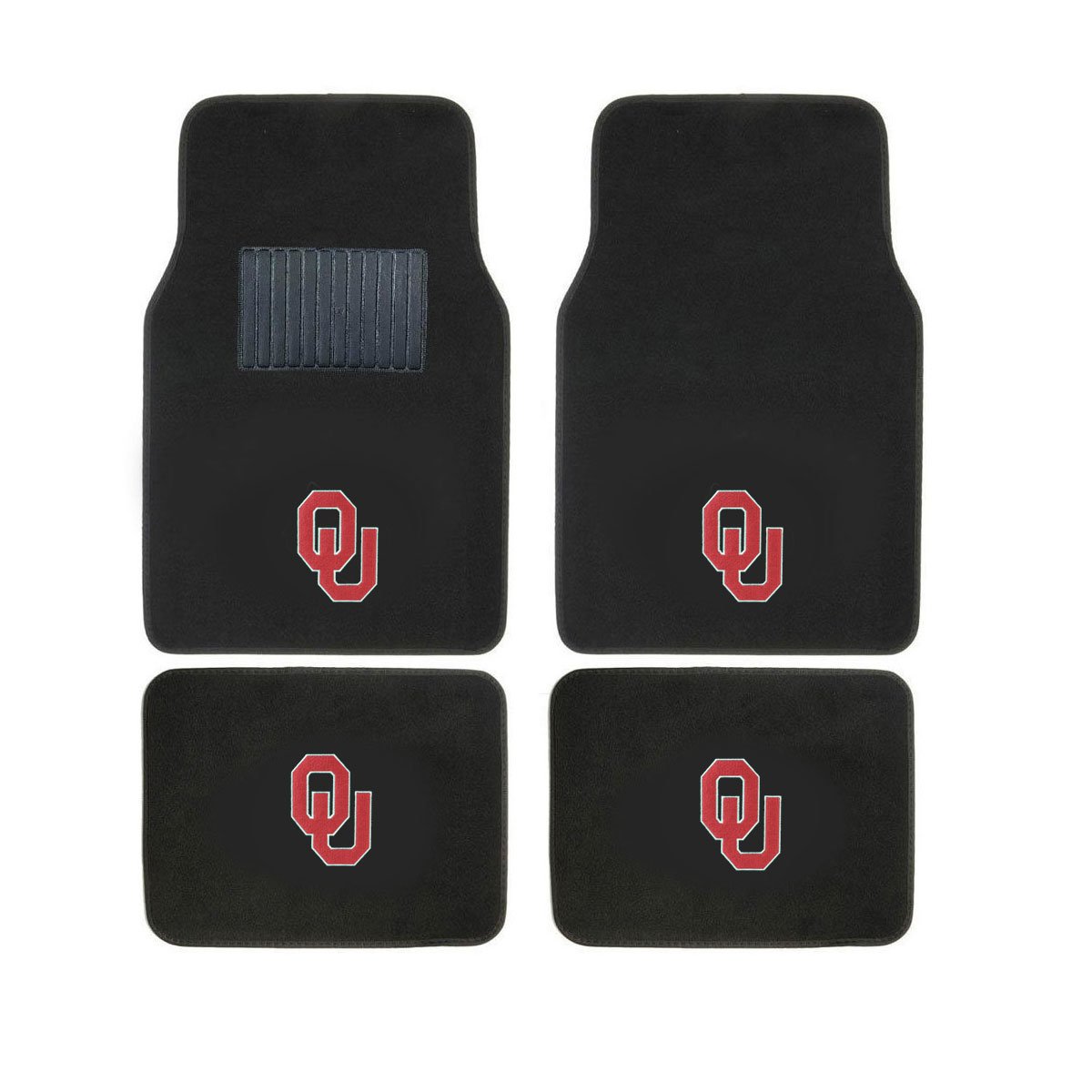 Oklahoma Sooners Officially Licensed AAC FANMATS NCAA Carpet Floor Mats Bundle with Head Rests (6-Piece Set) - Perfect for Game Day Decor, Dorm Room, and Fan Cave Accessories