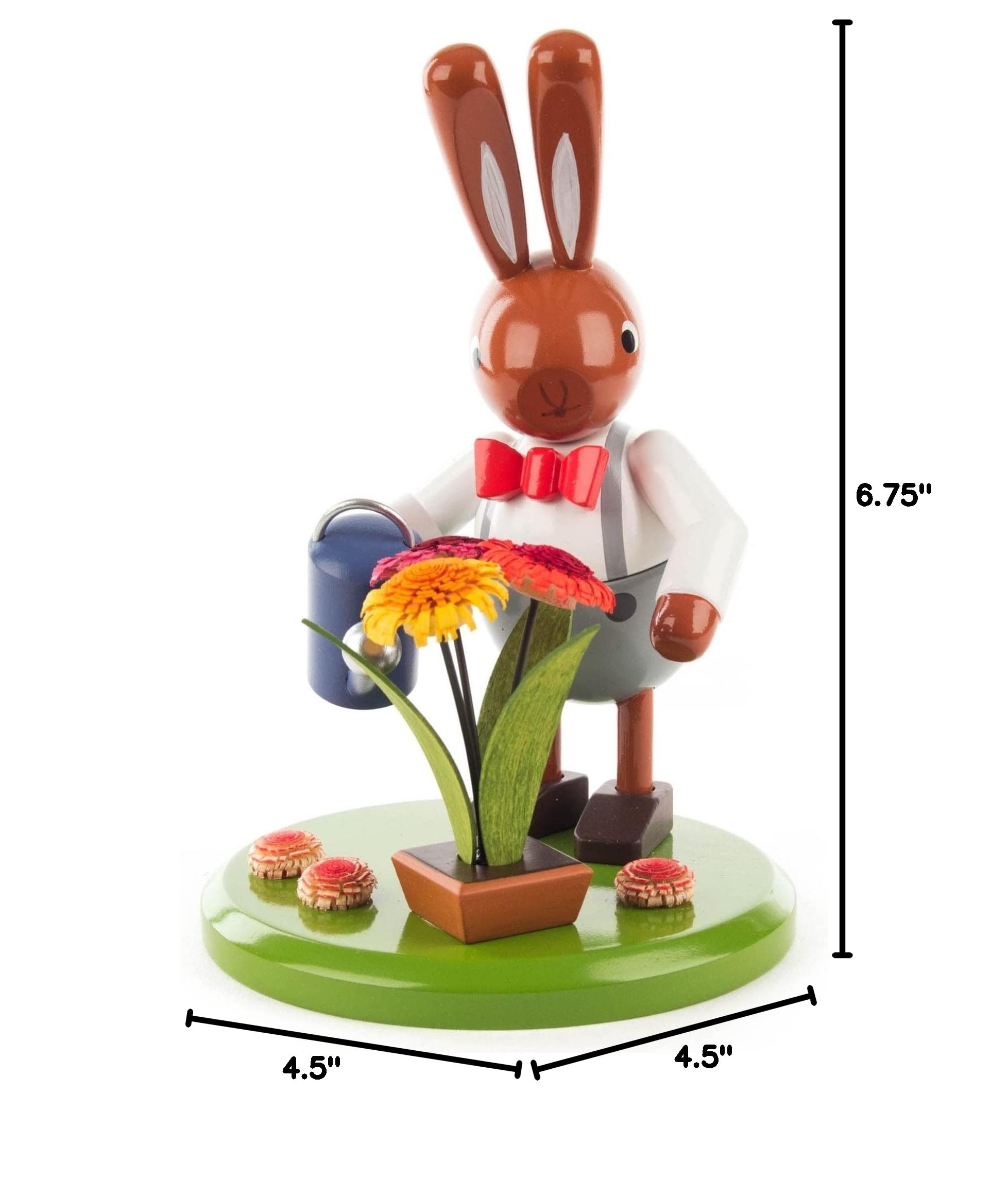DREGENO Easter Decorations - Brown Rabbit with Watering Can Figurine for Spring Home Decor, Garden Ornament, and Easter Basket Stuffers