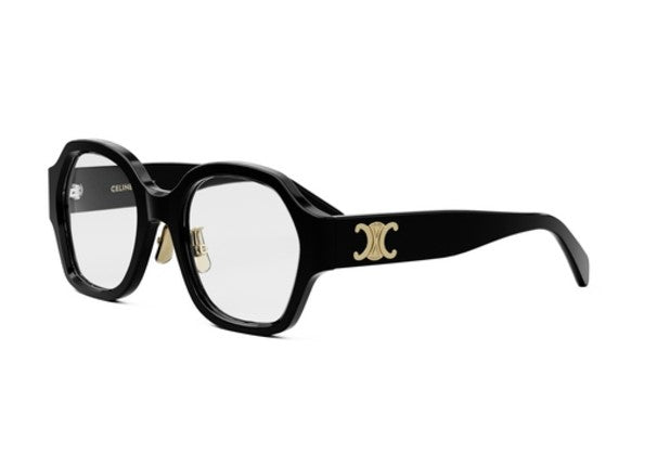 Celine TRIOMPHE CL50134F 001 Shiny Black Geometric Women's Eyeglasses | Designer Sunglasses for Women | Fashionable & UV Protection | Perfect for Office, Driving & Everyday Wear