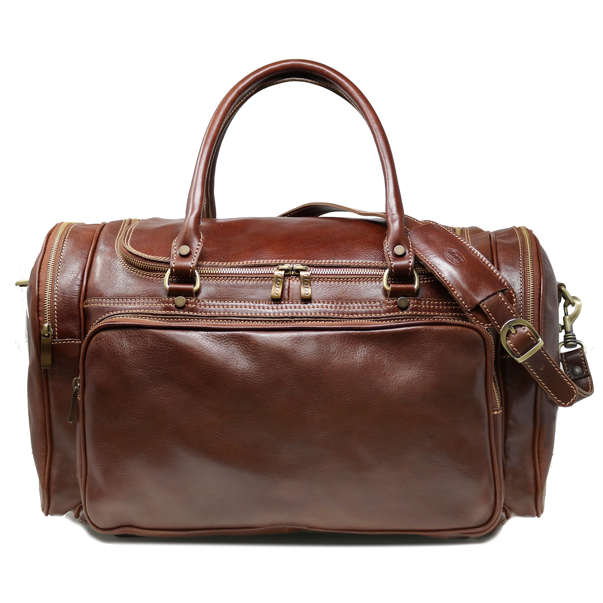 Premium Italian Leather Duffle Bag - Floto Torino Vintage Brown Travel Luggage for Men & Women | Business Trips, Gym, Weekend Getaways & Air Travel