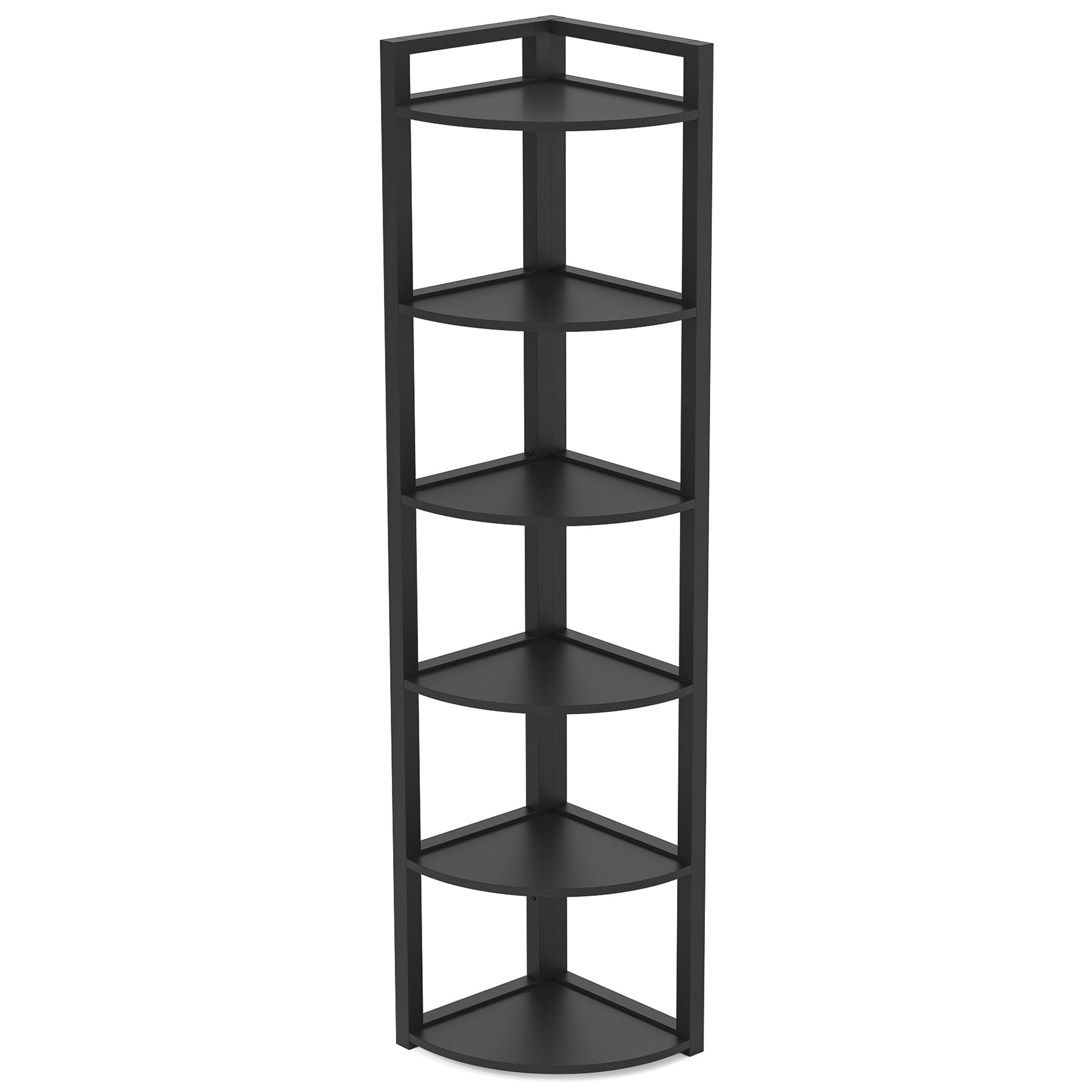 6 Tier Corner Shelf - Small Corner Bookshelf Storage Rack for Bedroom, Bathroom & Office - Space Saving Organizer for Books, Plants & Decor
