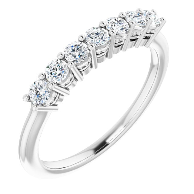 0.42 Carat Round Cut Diamond Wedding Band - 7 Stone Anniversary Ring for Women - Elegant Bridal Jewelry, Engagement Gift & Special Occasion Ring for Wife, Girlfriend or Fiancée