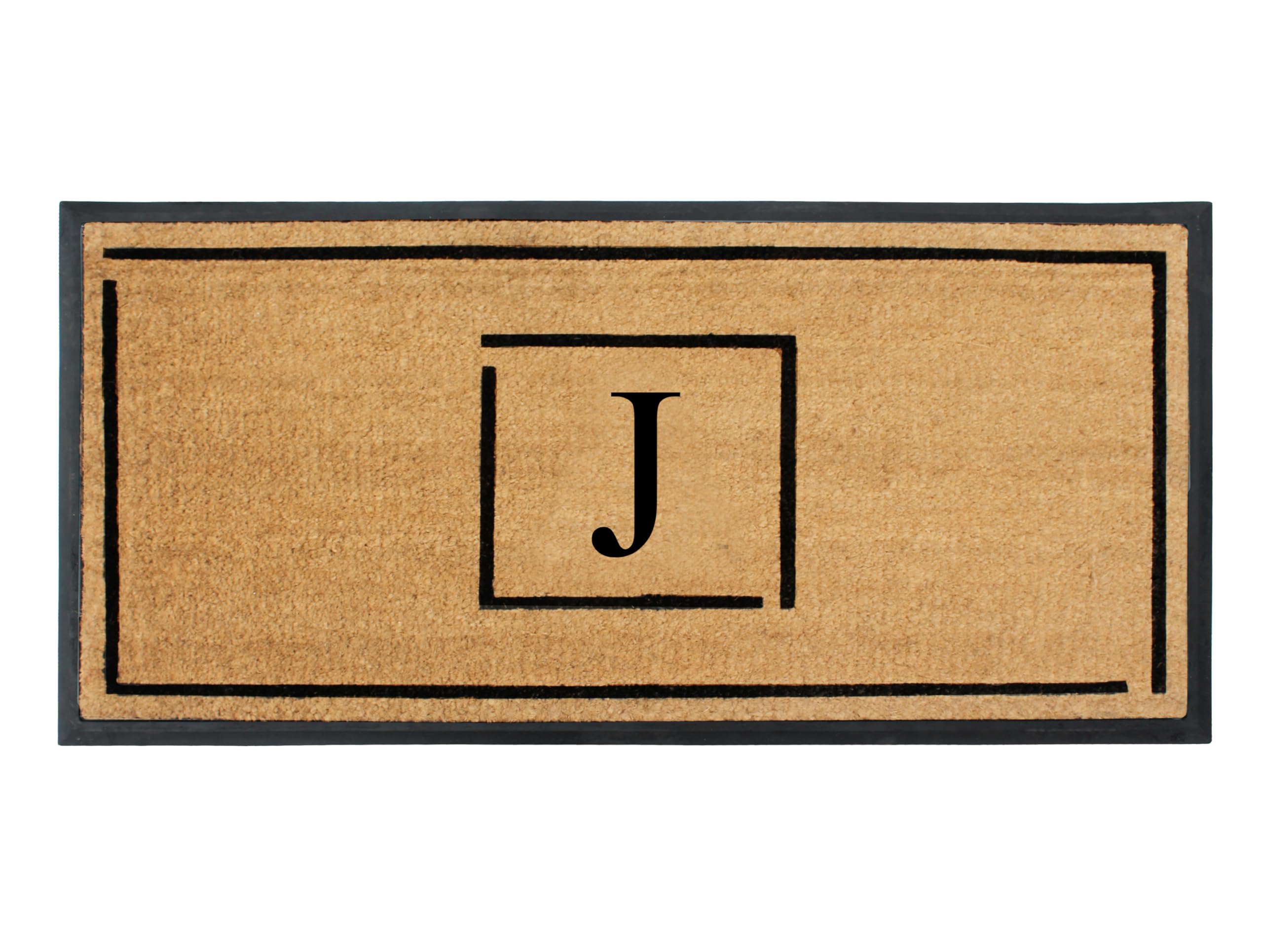 Premium Natural Coir Monogrammed Door Mat 24x48 - Durable Anti-Shed Front Entrance Mat for Home & Office - Heavy Duty Low Profile Easy Clean Porch Welcome Mat - Perfect for High Traffic Areas, Muddy Shoes & Seasonal Decor