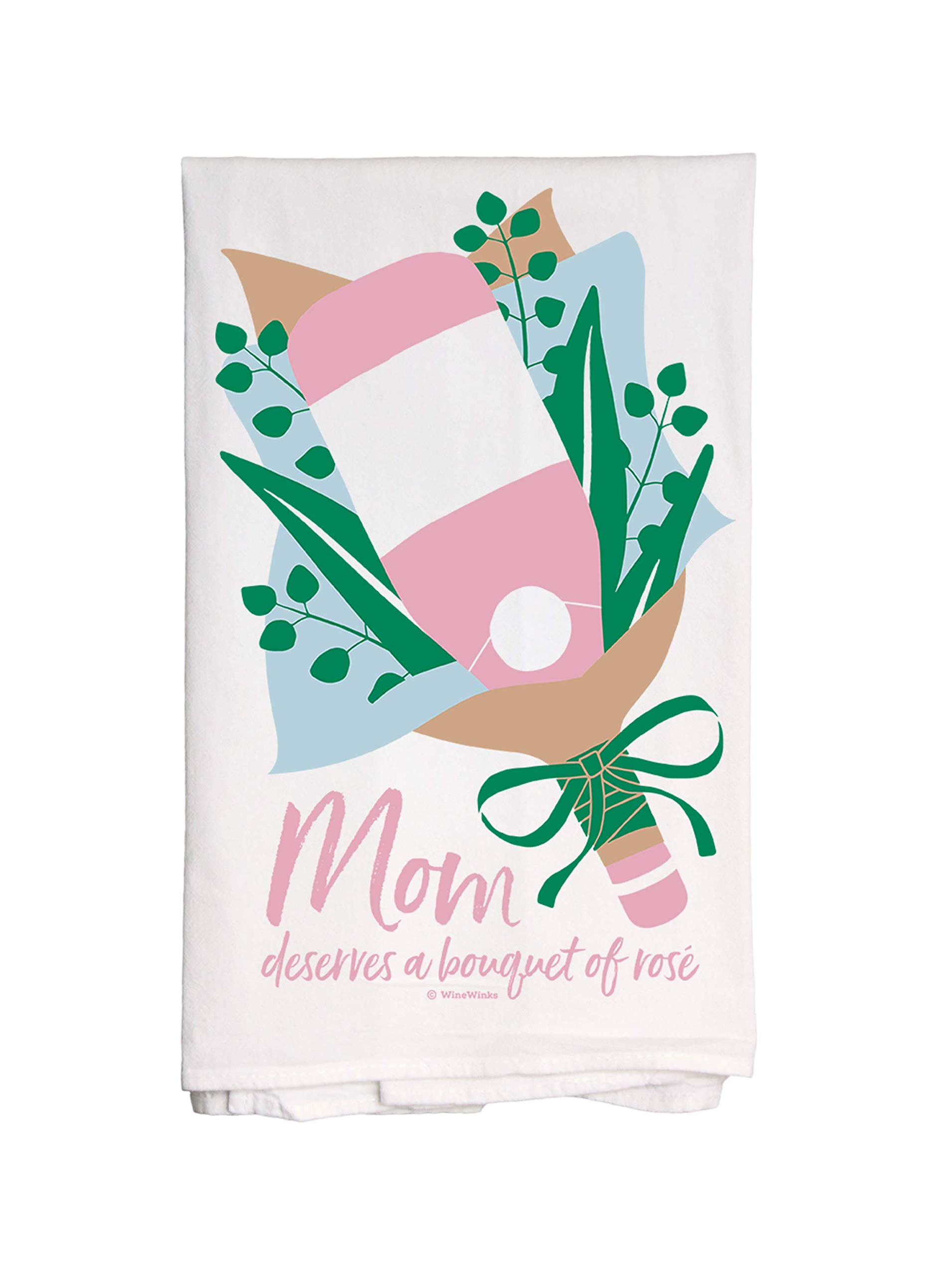 Funny Wine Quotes Kitchen Flour Sack Towel - Rose Bouquet Design | Absorbent Dish Towels & Decorative Kitchen Linens for Wine Lovers, Housewarming Gifts & Rustic Home Decor