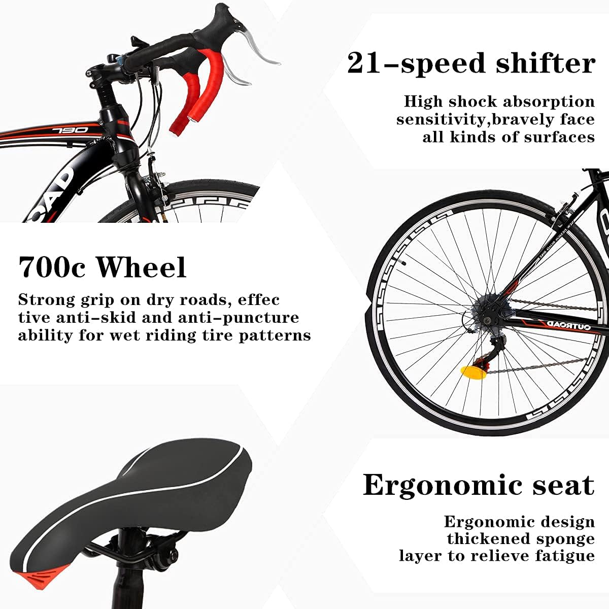 700C 14/21-Speed Road Bike with Dual Disc Brakes & Alloy Fork - Lightweight Aluminum Frame, Shock Absorption for Commuting & Racing - Perfect for Men & Women Urban Riders & Fitness Enthusiasts