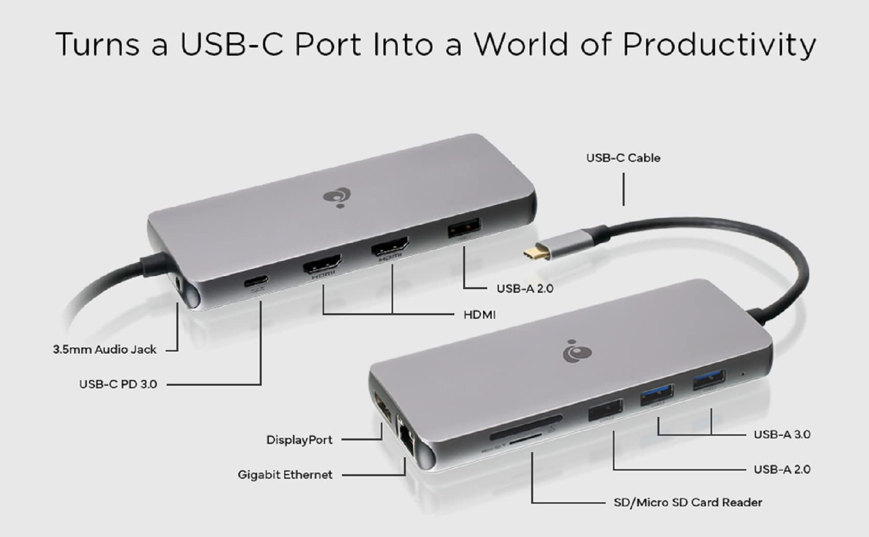 IOGEAR USB-C Triple Display Docking Station with 4K 60Hz, 2 HDMI Ports, 1 DisplayPort, 4 USB Ports (2 USB 2.0 & 2 USB 3.0), Gigabit Ethernet, 3.5mm Audio, 100W Power Delivery - Compatible with MacBook Pro/Air, Thunderbolt 3 & USB-C Laptops - Perfect for Home Office, Gaming & Multi-Monitor Workstations