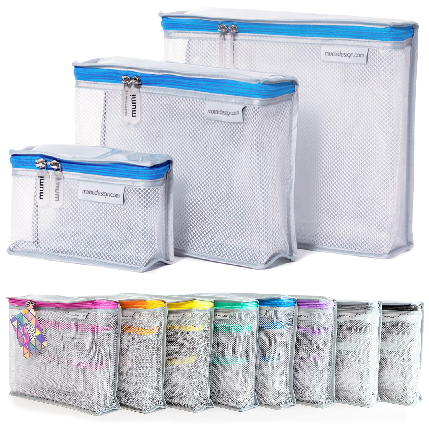 Water-Resistant MUMI Travel Toiletry Bag Set of 3 - Portable Organizer for Toiletries, Makeup & Shaving Essentials (Men & Women) - Perfect for Camping, Gym, Business Trips & Vacation Travel Accessories
