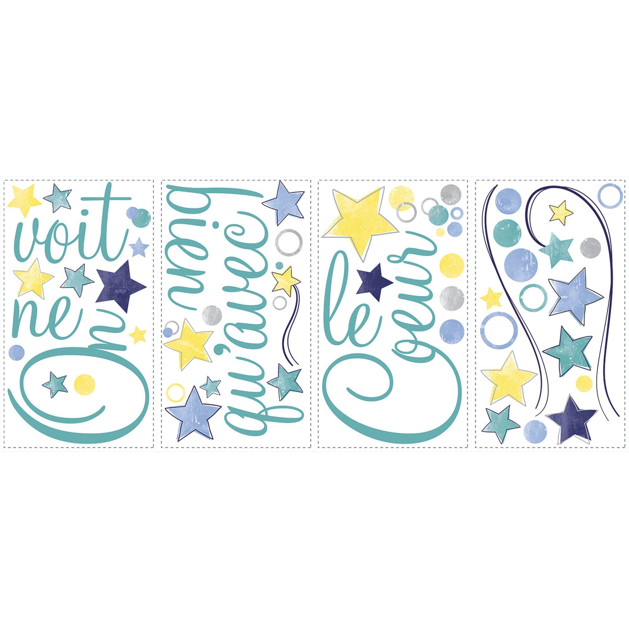 RoomMates FRN0001SCS French Heart Peel and Stick Wall Decals - Easy DIY Home Decor for Bedroom, Nursery, or Living Room Wall Art