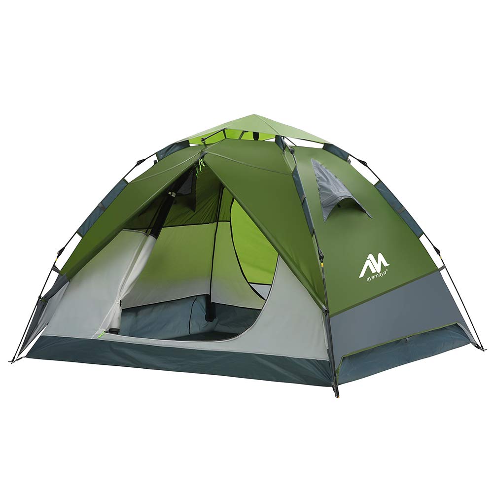 3-4 Person Waterproof Dome Tent with Quick-Up System - 2 Doors, Double-Walled for Easy Assembly | Perfect for Camping, Hiking, Beach Trips & Outdoor Festivals | Lightweight Pop-Up Tent for Family Adventures & Backpacking