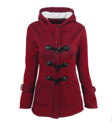 Women's Warm Winter Fur Collar Jacket with Horn Buttons - Long Down Coat Parka Plus Size Hooded Jacket for Cold Weather & Outdoor Activities