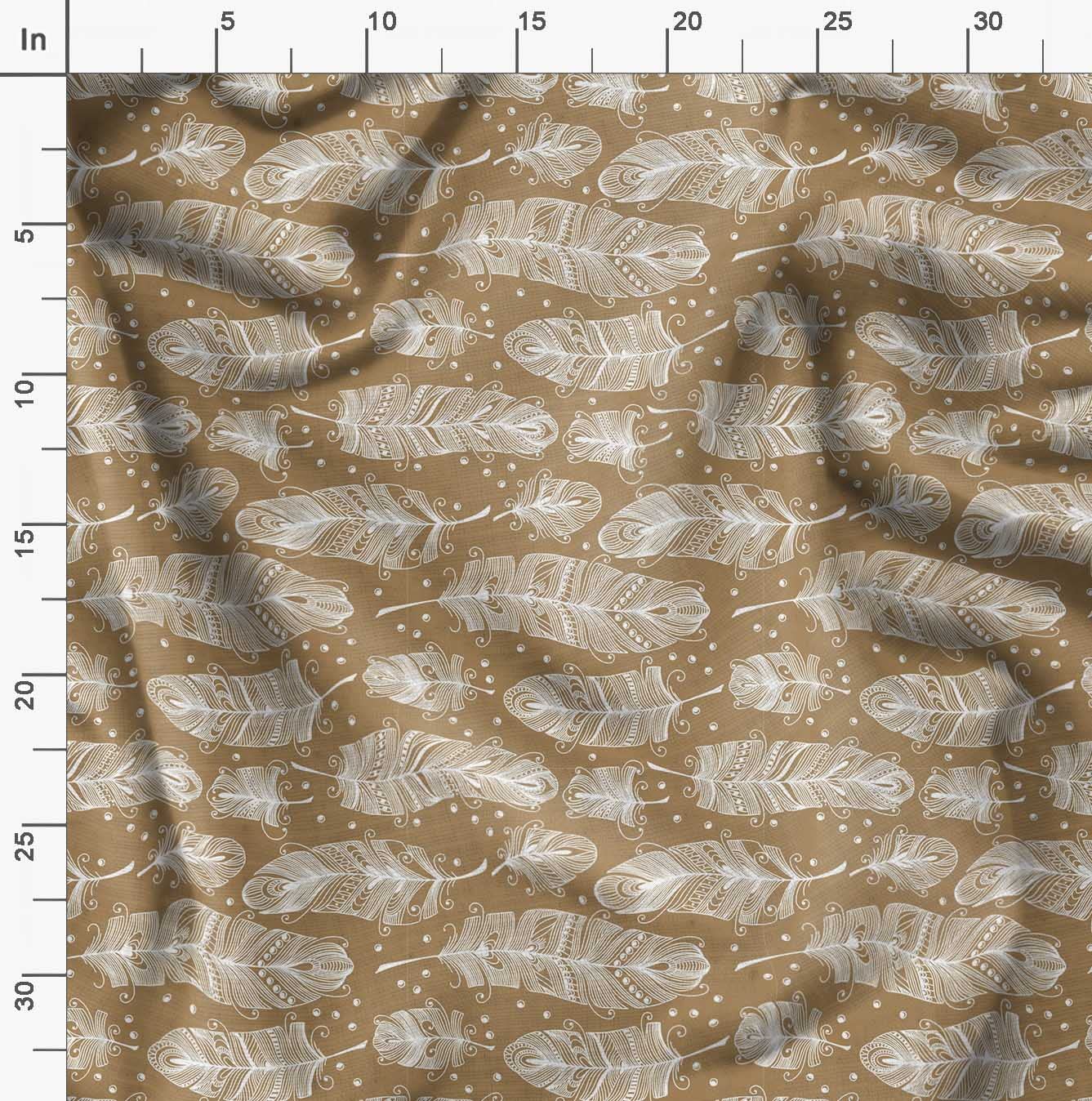 Soimoi Moss Georgette Brown Fabric by The Yard - 42 Inch Wide Tribal Feather Pattern Printed Textile for DIY Fashion, Home Decor & Craft Projects - Bohemian Ethnic Artistic Design Material