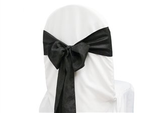 300 Pieces Black Satin Chair Sashes Bows for Wedding, Party & Event Decorations - Elegant Chair Cover Sashes for Banquets, Receptions and Special Occasions