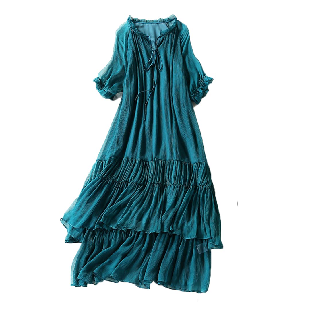 Elegant 100% Silk Long Dress for Women | Korean Style Casual Robe | Perfect for Home Lounging, Spa Days & Special Occasions