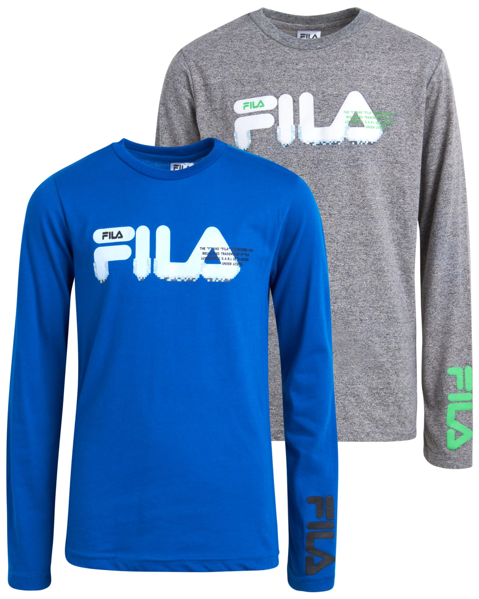 Fila Boys' Athletic Performance Long Sleeve T-Shirt 2 Pack - Moisture Wicking Youth Activewear for Sports & Training (Sizes S-XL) - Perfect for Basketball, Soccer & Gym Workouts