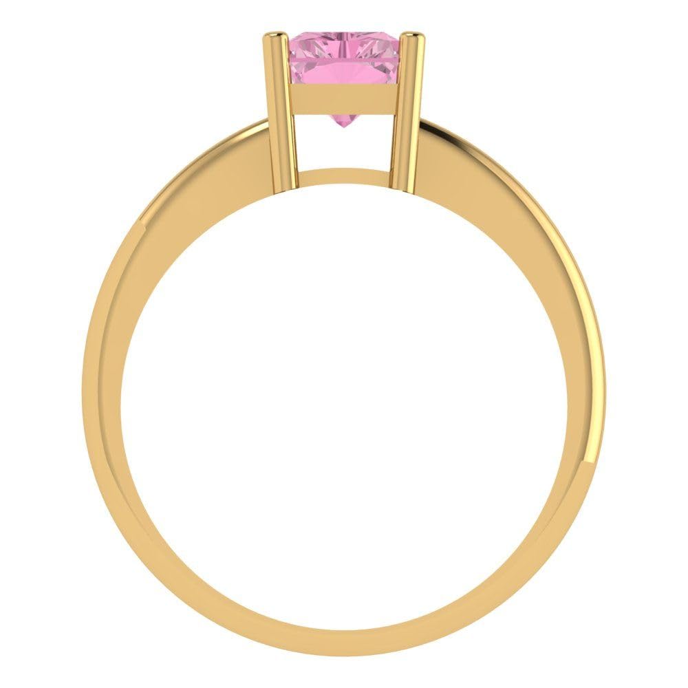 1.75ct Radiant Cut Pink Simulated Diamond Engagement Ring - 14K Yellow Gold Solitaire for Women | Wedding, Bridal, Anniversary Gift Idea | Elegant Jewelry for Proposals & Special Occasions