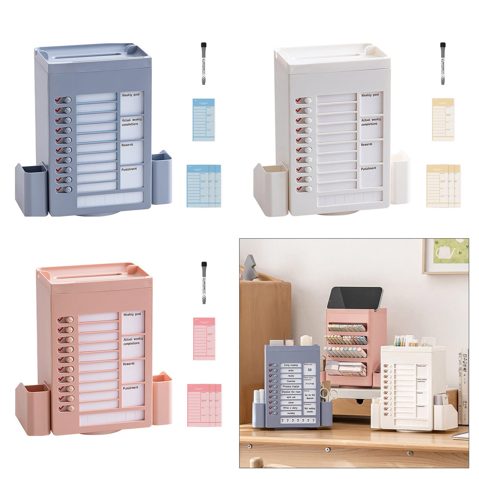AJOIDR Rotating Desk Organizer with 11 Compartments - Perfect for Office & Art Supplies Storage