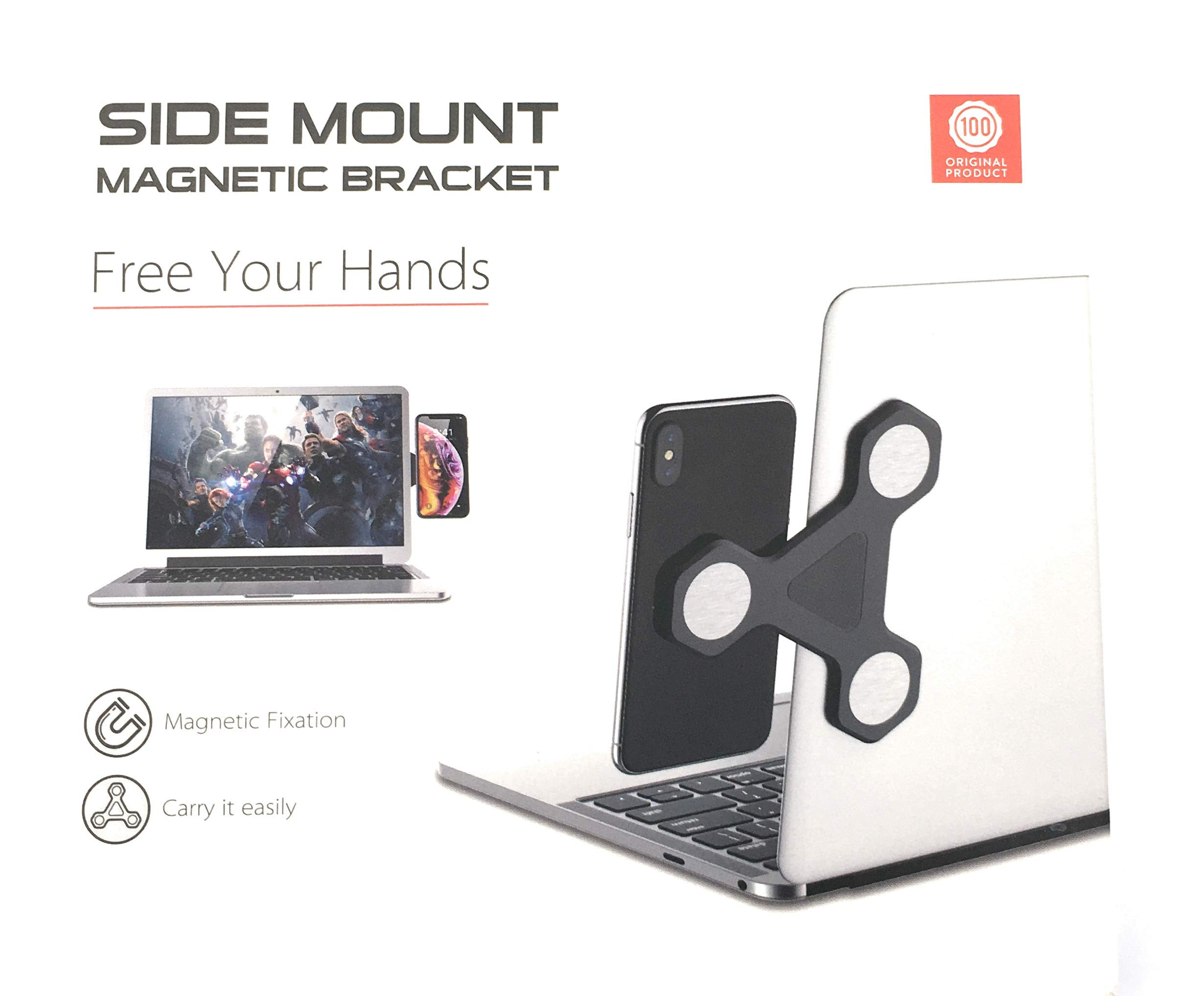 XCIVI Magnetic Laptop Monitor Mount - Adjustable Side Bracket for Smartphone & Tablet (Black) - Perfect for Dual Screen Work Setup, Gaming & Office Productivity