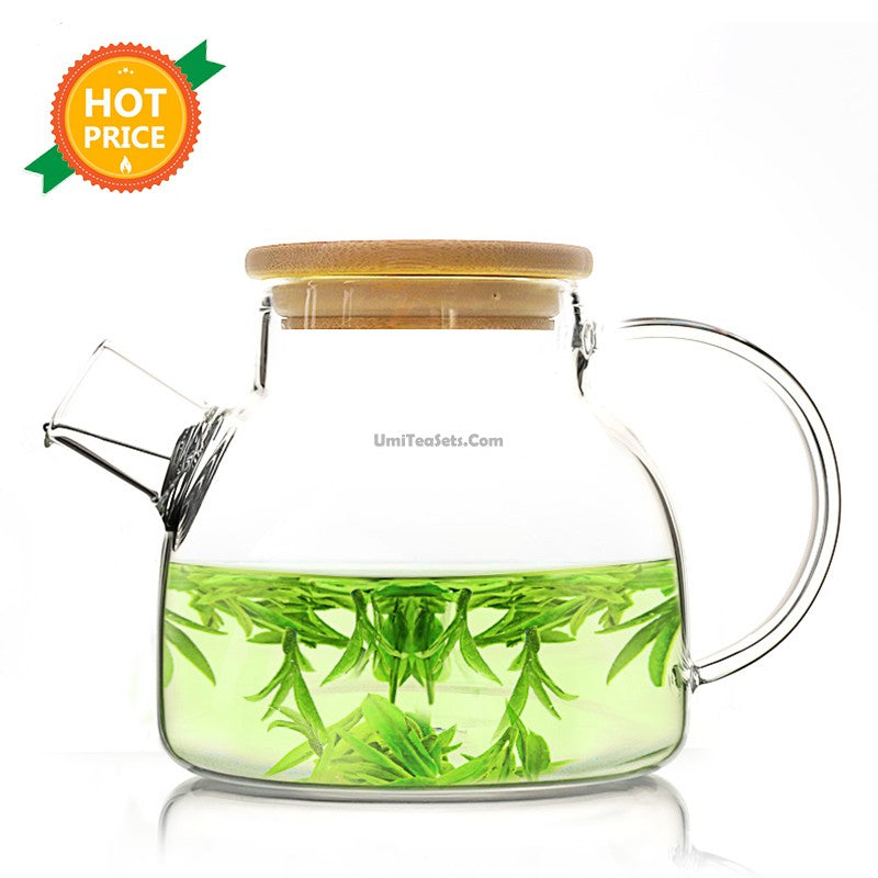 Premium Glass Teapot with Natural Bamboo Lid - Perfect for Loose Leaf Tea, Herbal Infusions & Home Decor - Ideal for Tea Ceremonies, Gifts & Cozy Afternoons