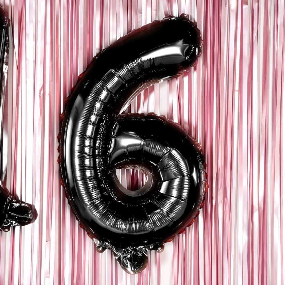 Black Mylar Number 6 Balloon - 16 Inch Large Foil Balloon for Birthday Parties, Anniversaries & Celebrations (1 Count Box)