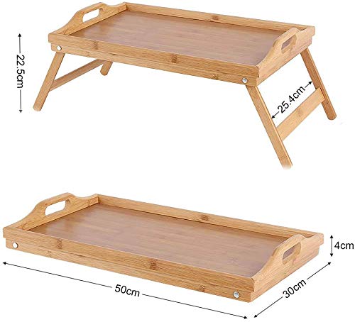 Foldable Bamboo Bed Tray - Adjustable Breakfast Tray, Laptop Desk & Overbed Table for Eating, Working & Reading in Bed or Sofa