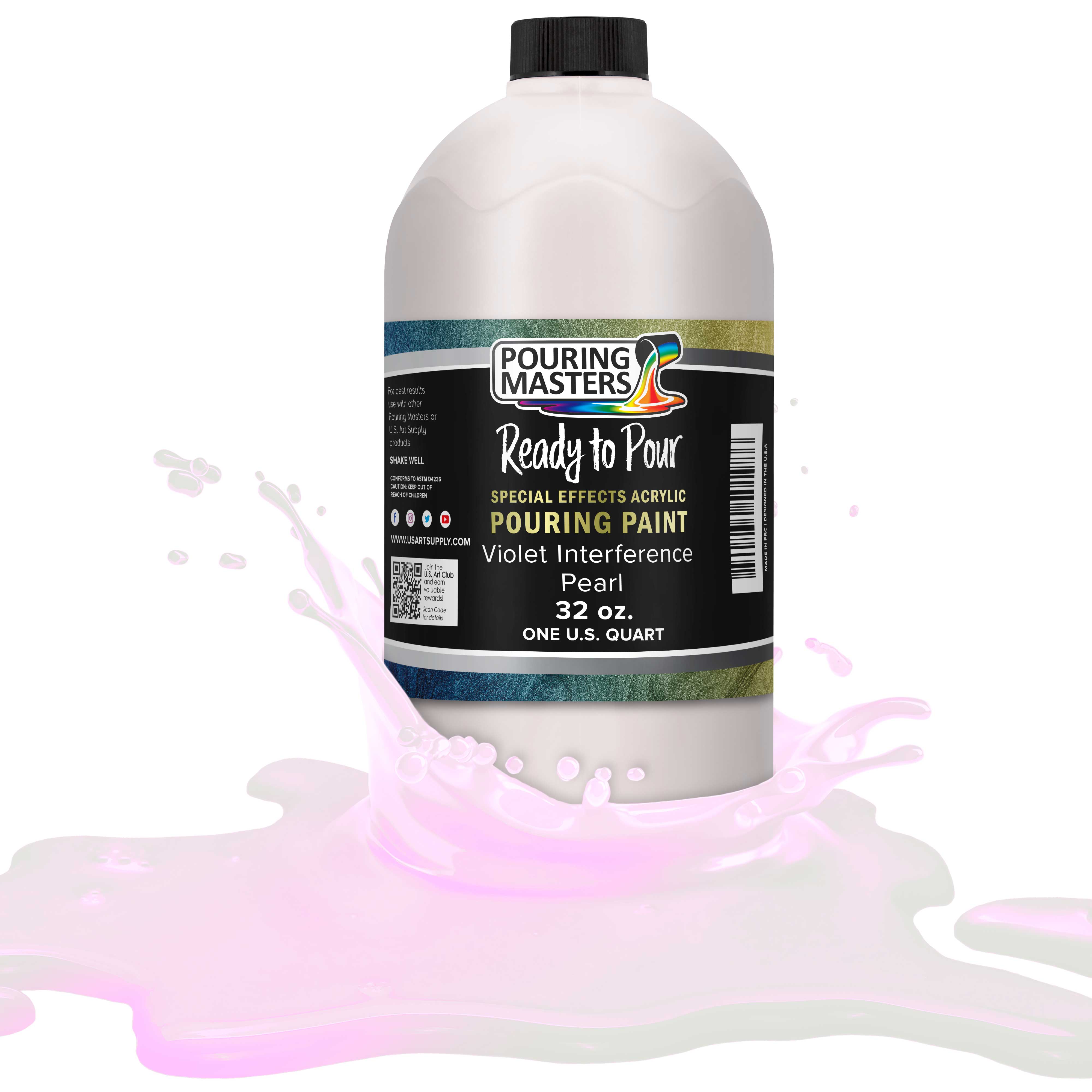 Violet Interference Pearl Acrylic Pouring Paint - Quart Bottle, Pre-Mixed Water-Based for Canvas Art, Fluid Art & DIY Home Decor | Ready-to-Pour Special Effects Paint for Abstract Painting & Creative Projects