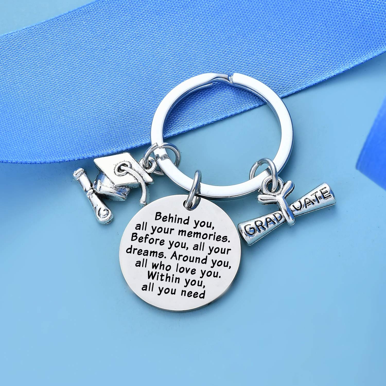 Graduation Keychain Gift - 'Behind You All Memories, Before You All Your Dreams' - Perfect Graduation Gift for Students, Friends & Family - Ideal for High School & College Graduation Ceremonies, Commencement Gifts & Graduation Party Favors