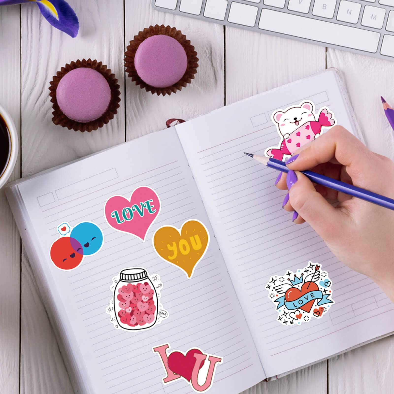 100PCS Valentine's Day Stickers - Waterproof Vinyl Decals for Laptops, Water Bottles, Scooters | Romantic Love Stickers for Couples, Gifts, Wall & Window Decor | Perfect for Valentine's Day, Anniversaries & DIY Crafts