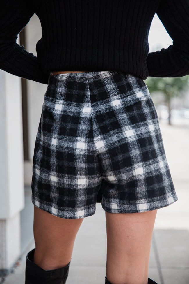 Sweet Escapes Black Plaid Skort - Women's Stretchy High Waist Tennis Skirt with Shorts - Perfect for Golf, Yoga & Casual Wear