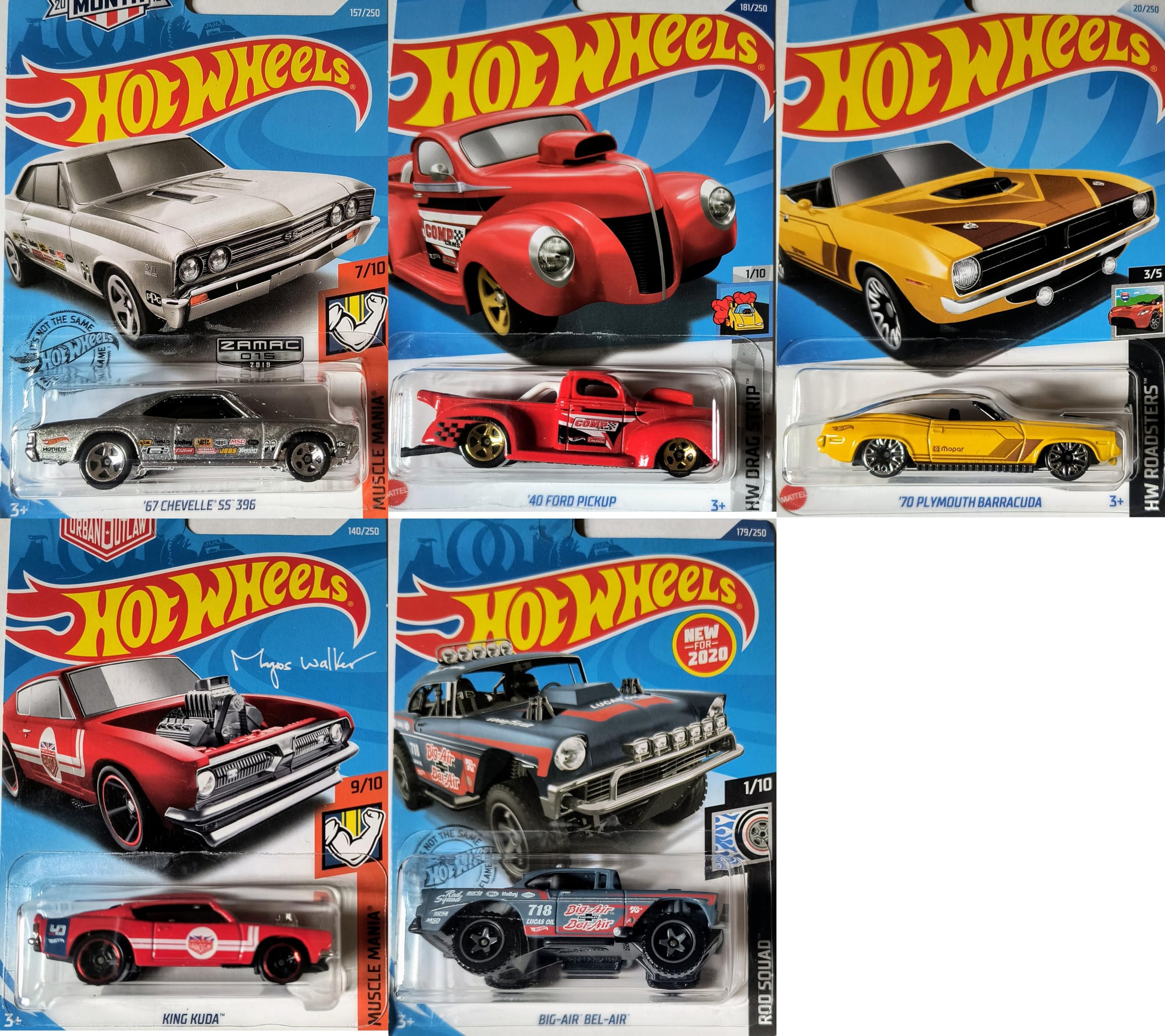 Hot Wheels Classic Hot Rods 1:64 Scale Die-Cast Model Cars - 5-Piece Collector's Set for Kids & Adults - Perfect for Display, Play & Gifts