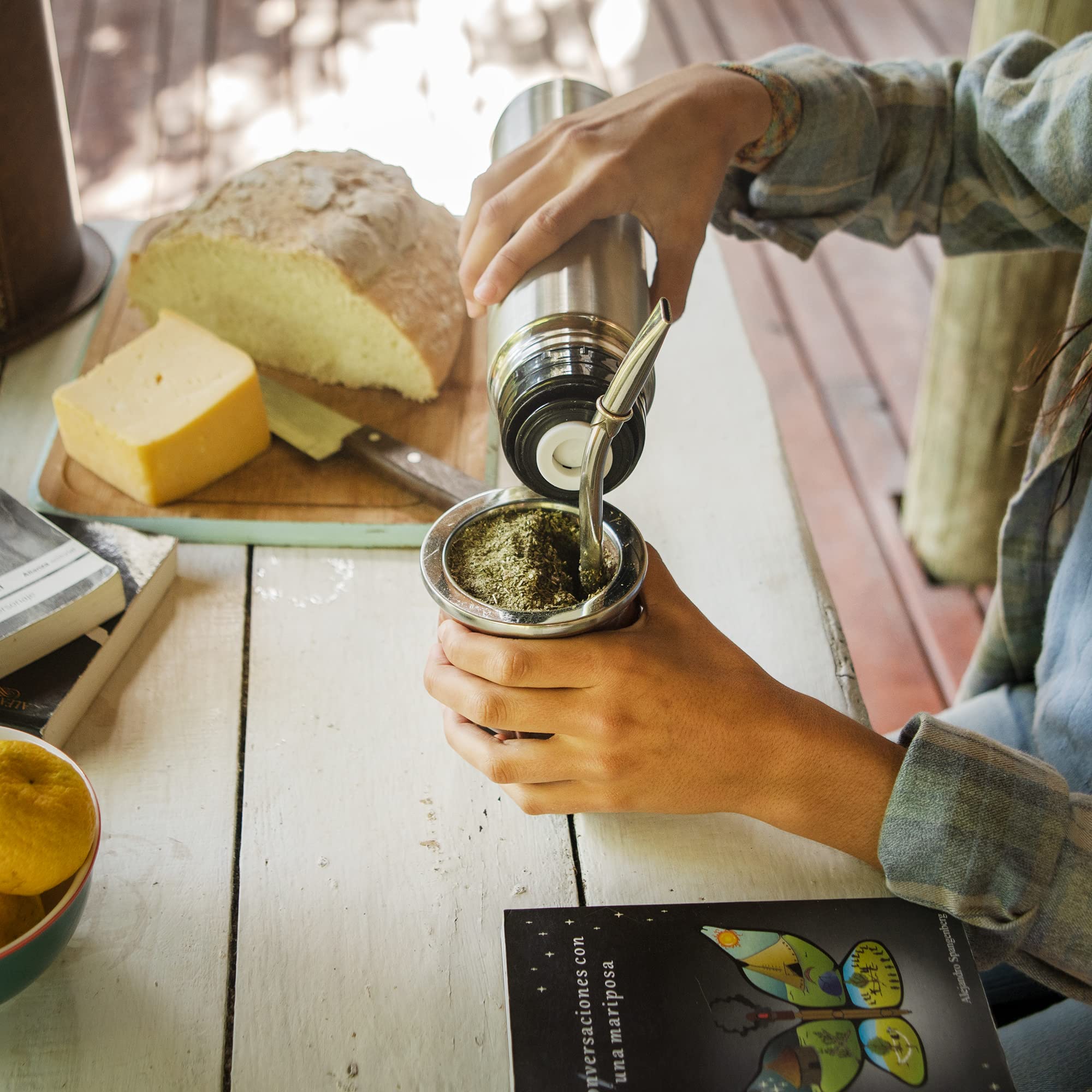Premium Yerba Mate Cup Set - Handmade Ceramic & Leather - German Silver Straw - Perfect for Travel & Gifting