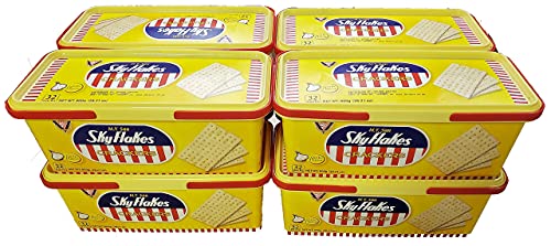 MY San Sky Flakes Garlic Crackers - 8 Individually Wrapped Packs in Plastic Containers | Perfect for Snacking, Lunch Boxes & On-the-Go
