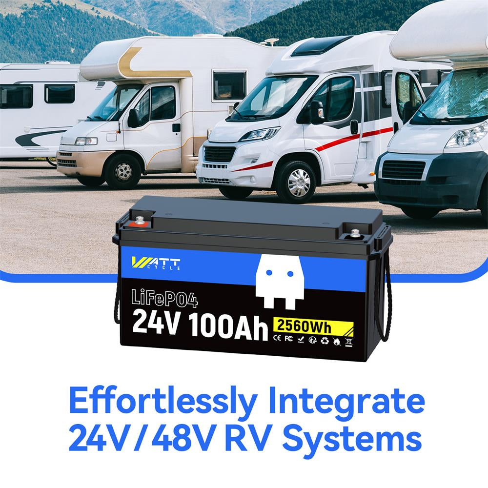 24V 100Ah LiFePO4 Lithium Battery - Deep Cycle Solar Power Storage for RV, Marine, Off-Grid & Solar Systems | Long Lasting & Lightweight Energy Solution