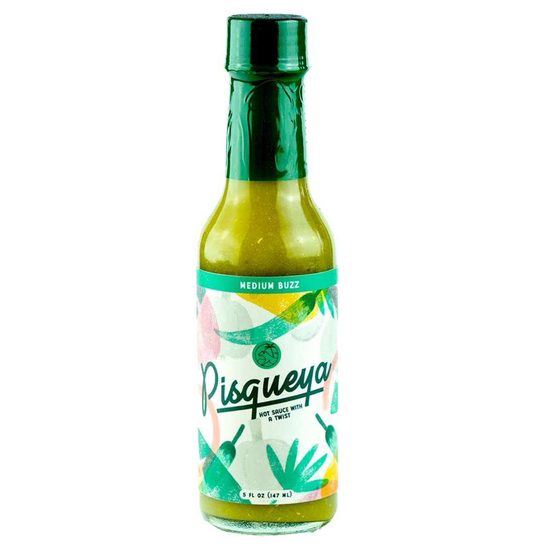 PISQUEYA Medium Heat Jalapeño Hot Sauce - Gourmet Vegan, Sugar-Free, Gluten-Free, Low Sodium Hot Sauce - 5 oz Bottle - Perfect for Tacos, Wings & Bloody Marys