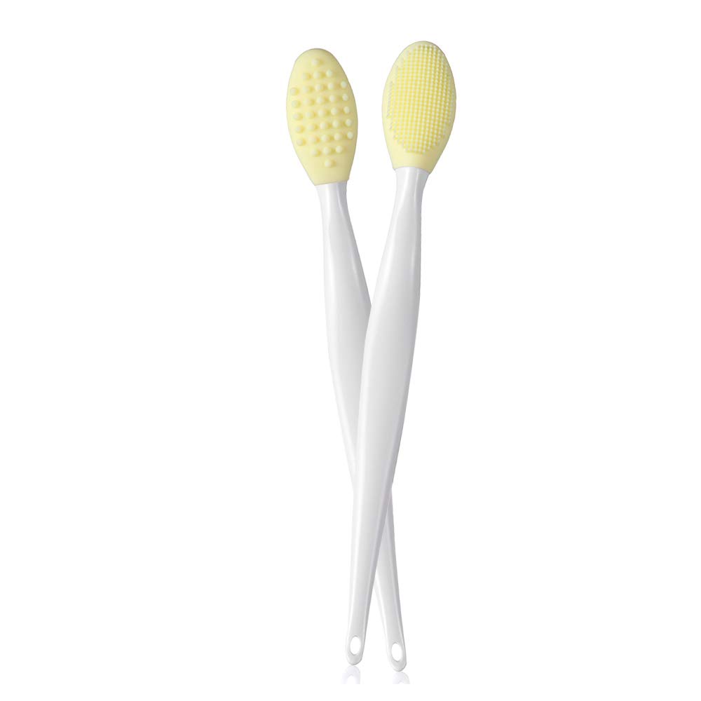 Outopen 2PCS Blackhead Remover & Facial Cleansing Brush Set - Soft Silicone Exfoliator for Deep Pore Cleaning, Makeup Removal & Skin Care (Yellow) - Perfect for Daily Face Wash & Spa Skincare Routine