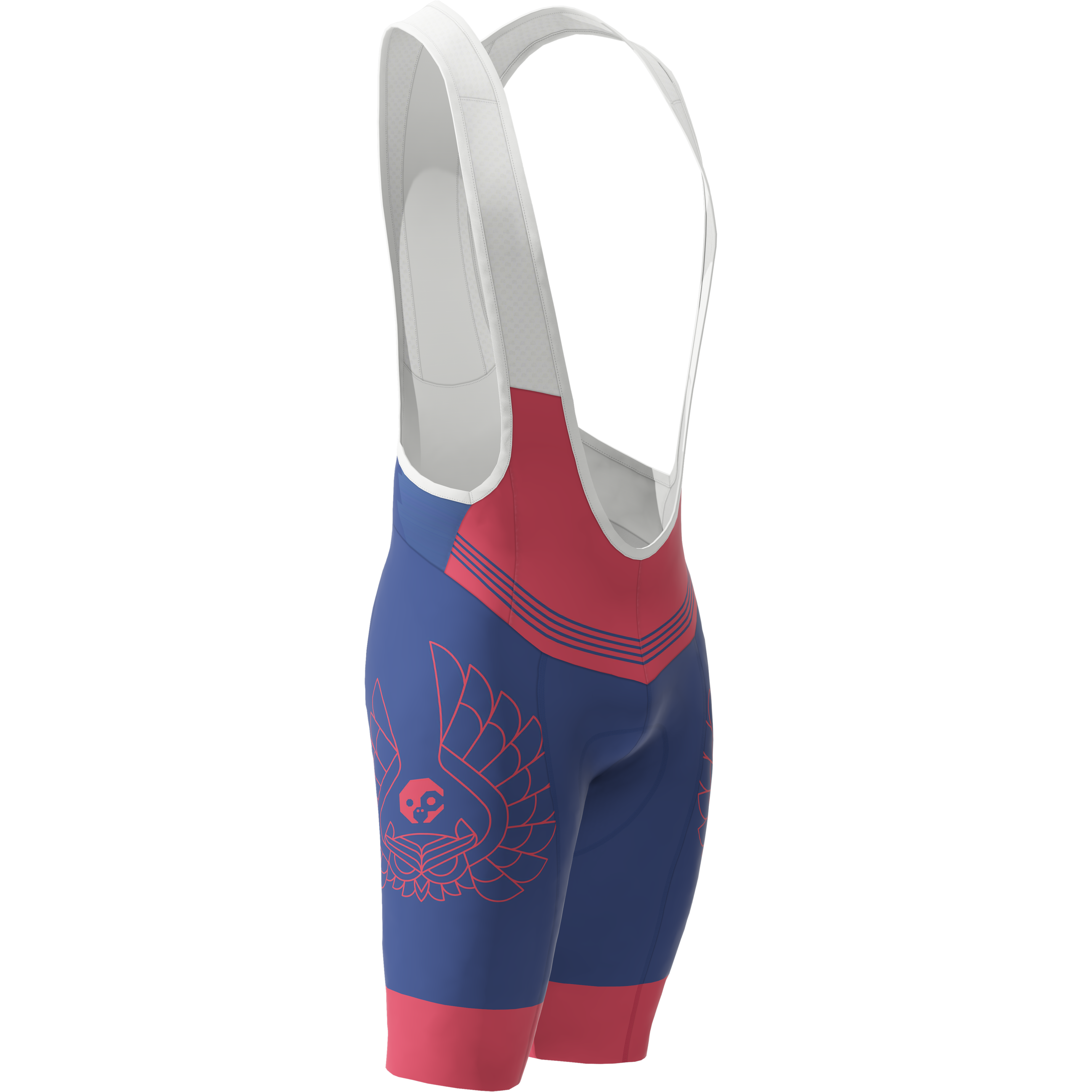 Flying Owl GreenMonkey Full Print Cycling Bib Shorts for Men & Women - Red/Blue - Comfortable & Breathable for Road Biking, Spinning & Outdoor Sports