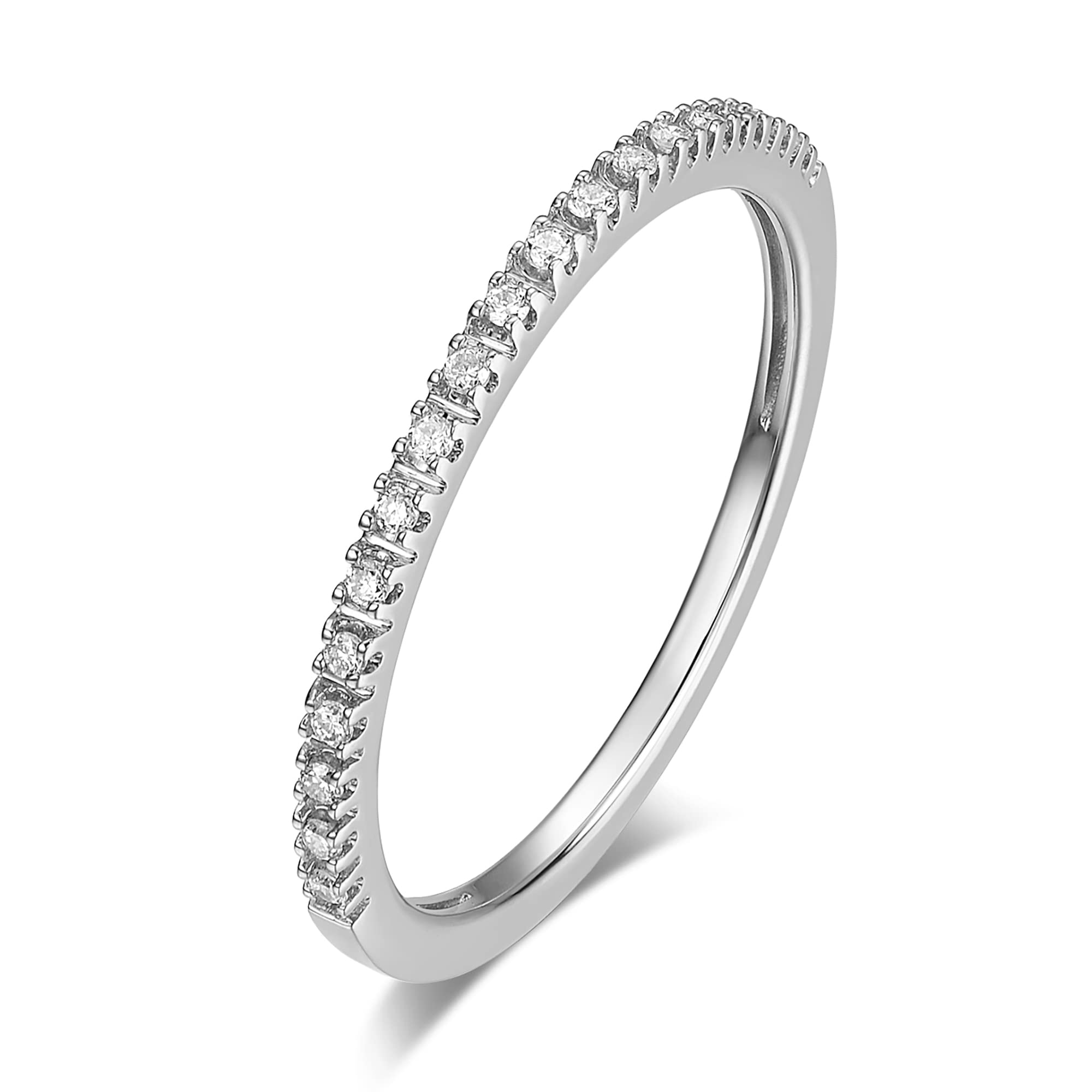 14K Solid Gold Moissanite Eternity Wedding Band for Women - 1.5mm Thin Stackable Ring, Durable 14K Gold Engagement Ring, Perfect for Bridal Jewelry, Anniversary Gifts & Everyday Luxury Wear