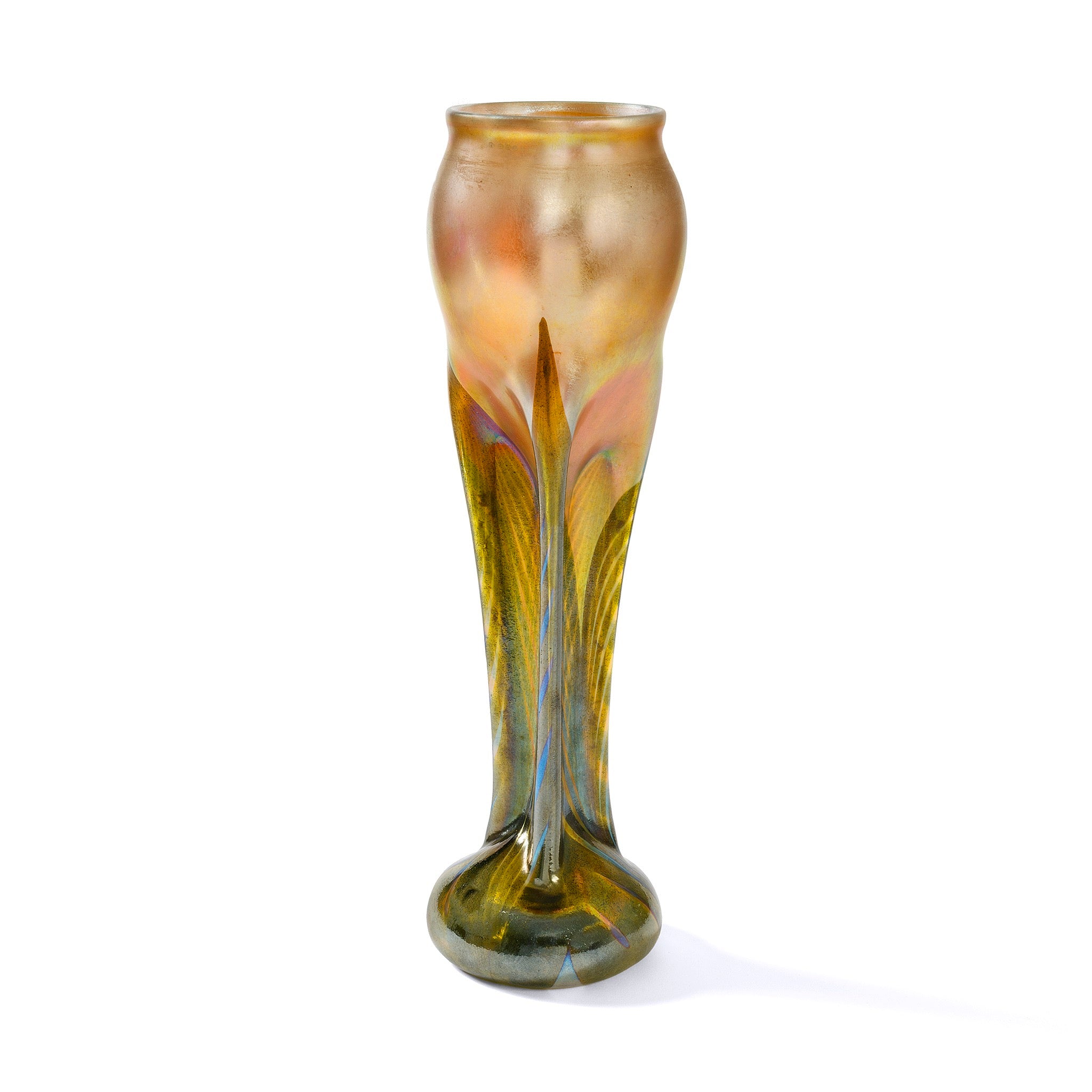 Tiffany Studios New York Pulled Feather Vase - Handcrafted Art Glass Vase for Home Decor, Wedding Centerpiece & Luxury Gift