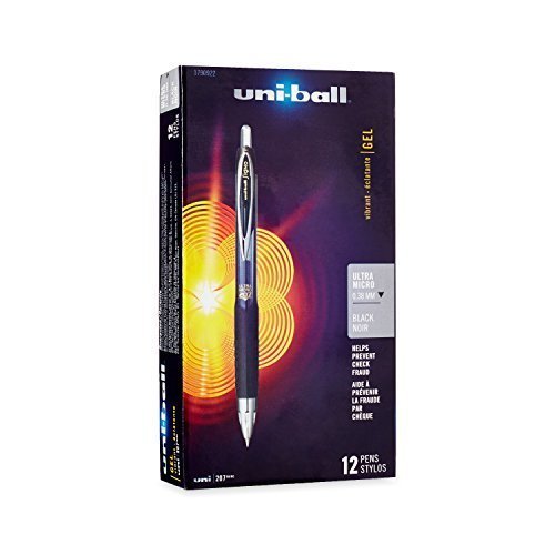 uni-ball Signo 207 Retractable Gel Pens - Ultra-Micro 0.5mm Point Black Ink (4-Pack of 12) - Smooth Writing for Office, School & Note Taking